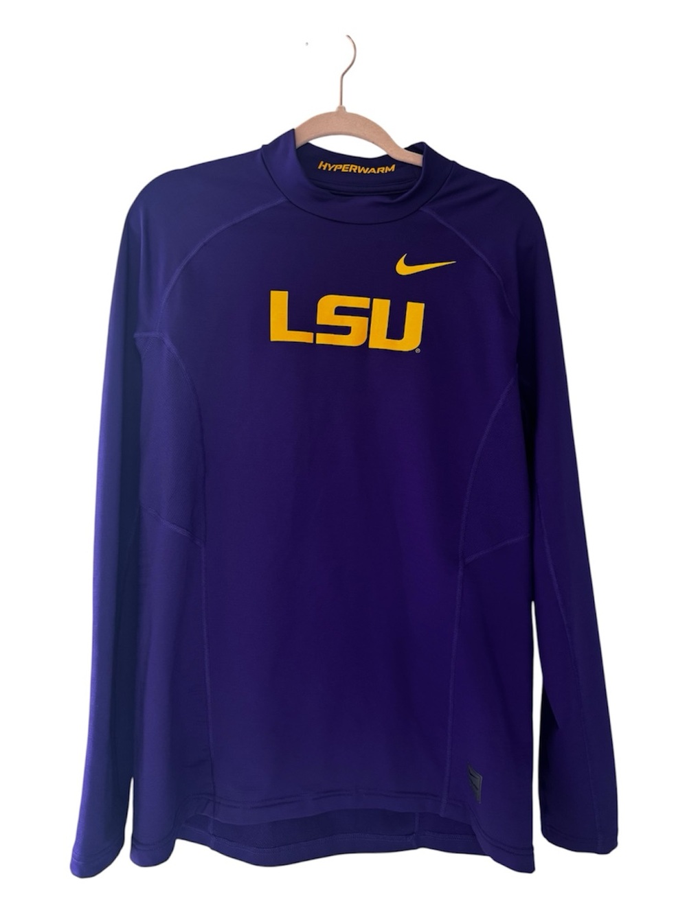 Nike Pro Purple LSU Long Sleeve Hyperwarm Fitted Performance Top Men’s Large